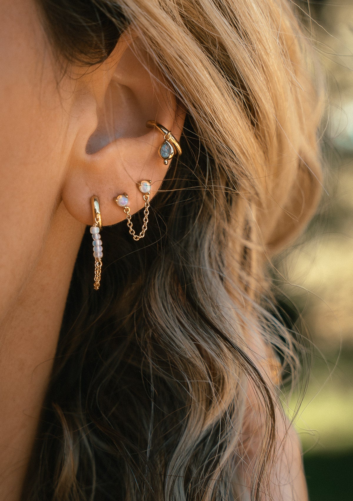 Ear Cuff - Goutte de Labradorite (Vendu à l'unité)