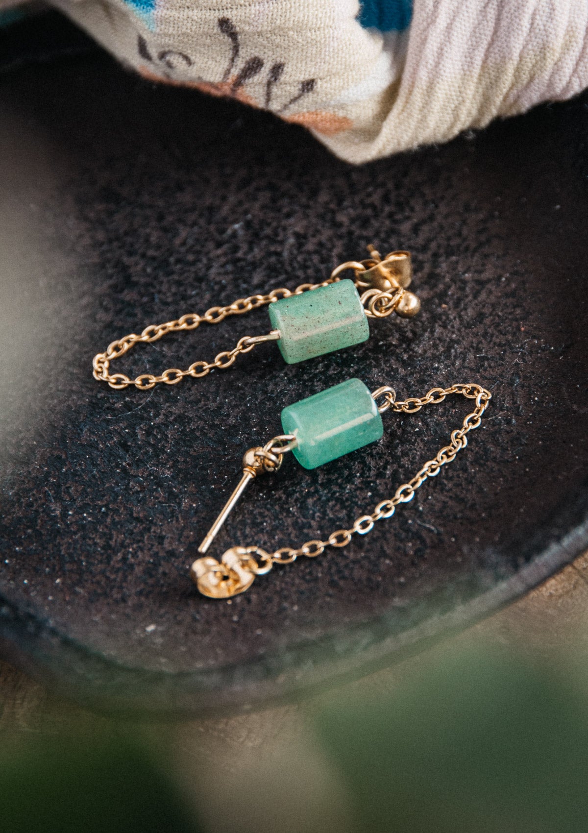 Boucles d'oreilles chaine Aventurine