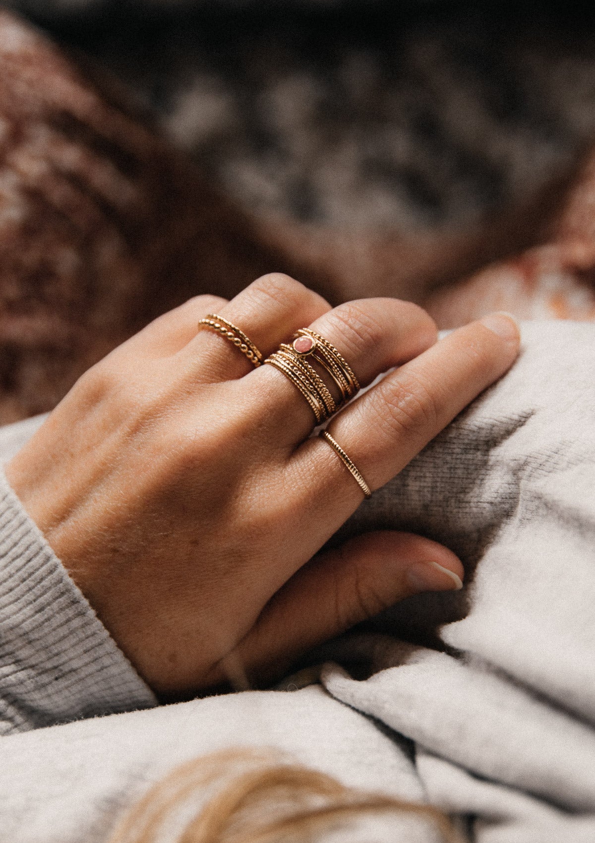 Bague multiple Rhodonite - Essence Féminine